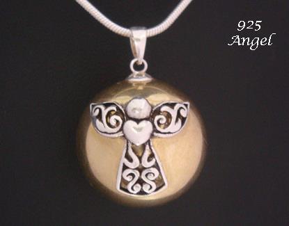 Angel Caller Harmony Ball Necklace, Sterling Silver Angel - Click Image to Close